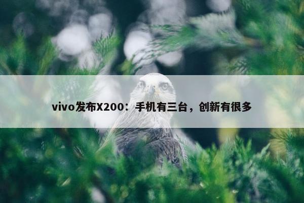 vivo发布X200：手机有三台，创新有很多