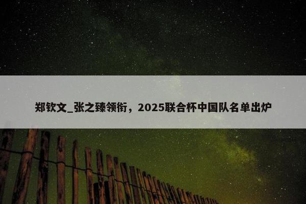 郑钦文_张之臻领衔，2025联合杯中国队名单出炉