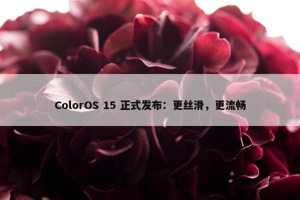 ColorOS 15 正式发布：更丝滑，更流畅