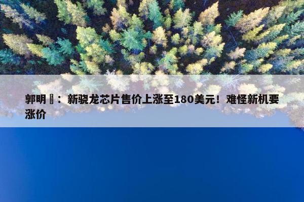 郭明錤：新骁龙芯片售价上涨至180美元！难怪新机要涨价