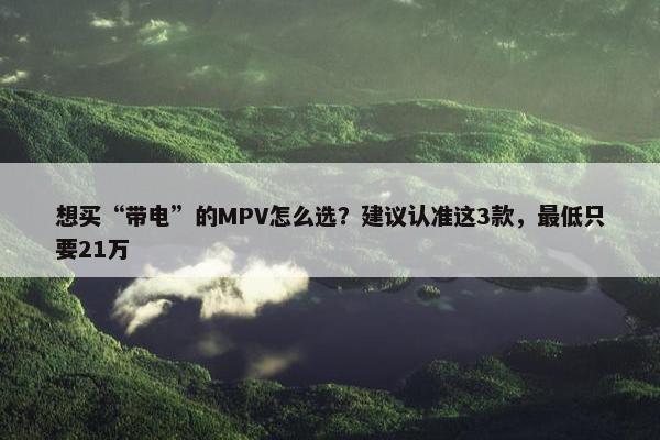 想买“带电”的MPV怎么选？建议认准这3款，最低只要21万