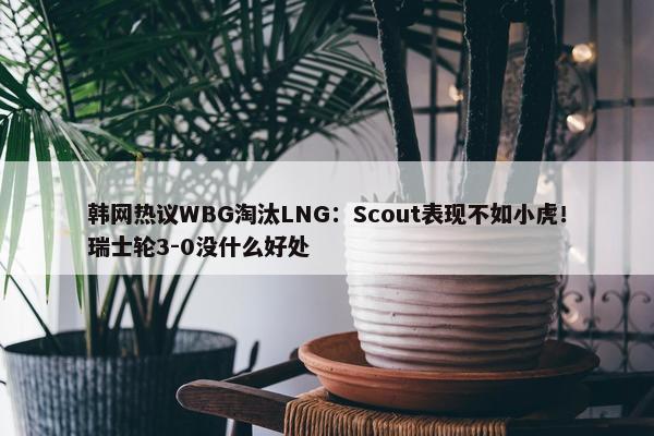 韩网热议WBG淘汰LNG：Scout表现不如小虎！瑞士轮3-0没什么好处