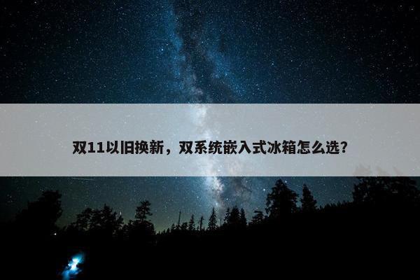 双11以旧换新，双系统嵌入式冰箱怎么选？