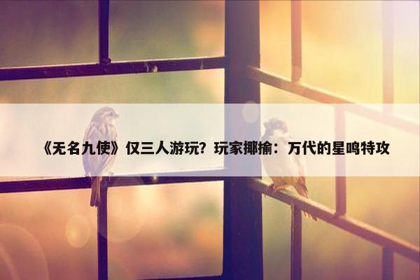 《无名九使》仅三人游玩？玩家揶揄：万代的星鸣特攻