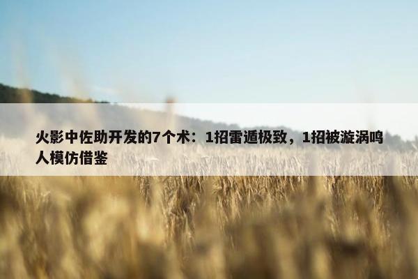 火影中佐助开发的7个术：1招雷遁极致，1招被漩涡鸣人模仿借鉴