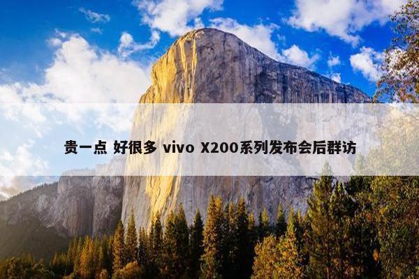 贵一点 好很多 vivo X200系列发布会后群访