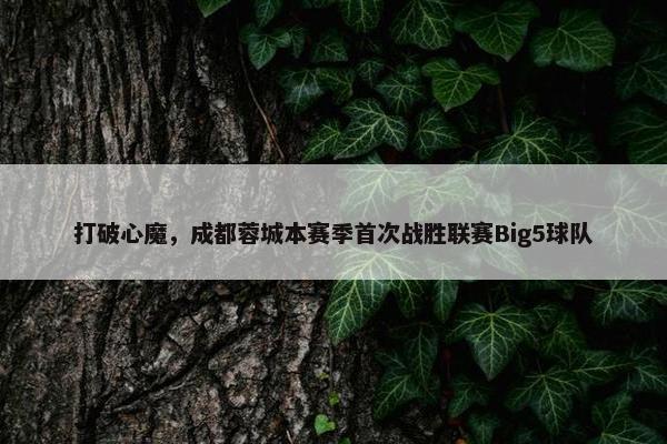 打破心魔，成都蓉城本赛季首次战胜联赛Big5球队