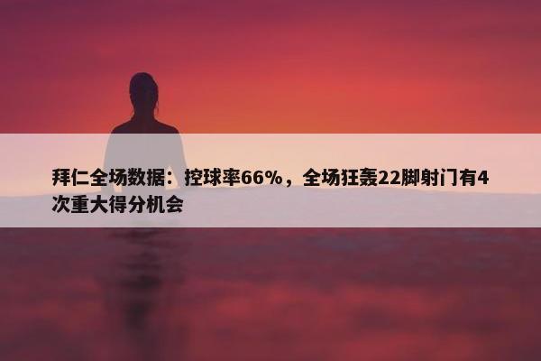 拜仁全场数据：控球率66%，全场狂轰22脚射门有4次重大得分机会