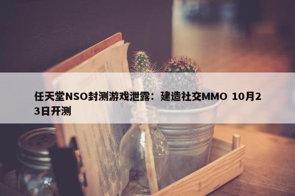 任天堂NSO封测游戏泄露：建造社交MMO 10月23日开测