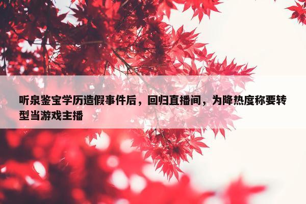 听泉鉴宝学历造假事件后，回归直播间，为降热度称要转型当游戏主播