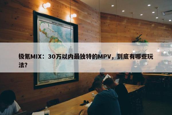 极氪MIX：30万以内最独特的MPV，到底有哪些玩法？