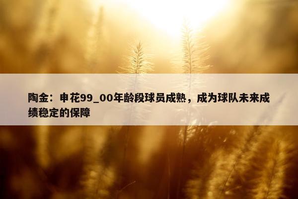 陶金：申花99_00年龄段球员成熟，成为球队未来成绩稳定的保障