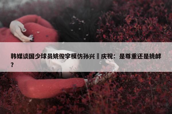 韩媒谈国少球员姚俊宇模仿孙兴慜庆祝：是尊重还是挑衅？