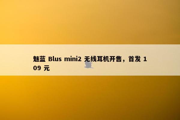 魅蓝 Blus mini2 无线耳机开售，首发 109 元