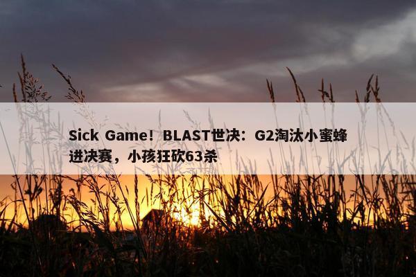 Sick Game！BLAST世决：G2淘汰小蜜蜂进决赛，小孩狂砍63杀