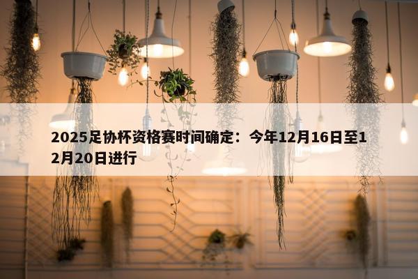 2025足协杯资格赛时间确定：今年12月16日至12月20日进行