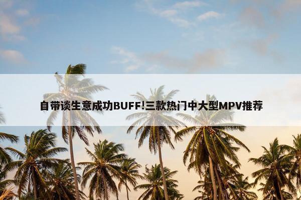 自带谈生意成功BUFF!三款热门中大型MPV推荐