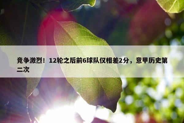 竞争激烈！12轮之后前6球队仅相差2分，意甲历史第二次