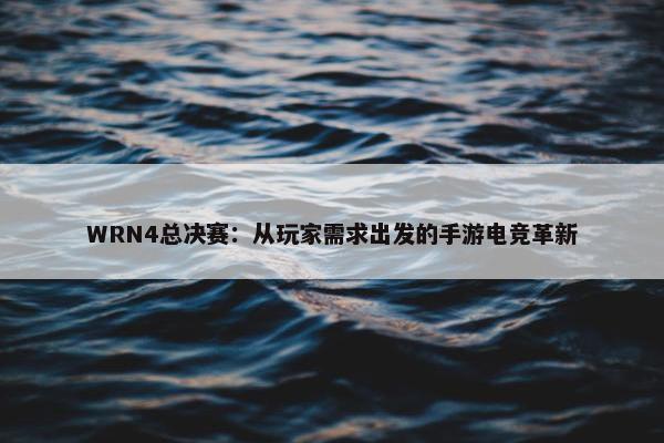 WRN4总决赛：从玩家需求出发的手游电竞革新