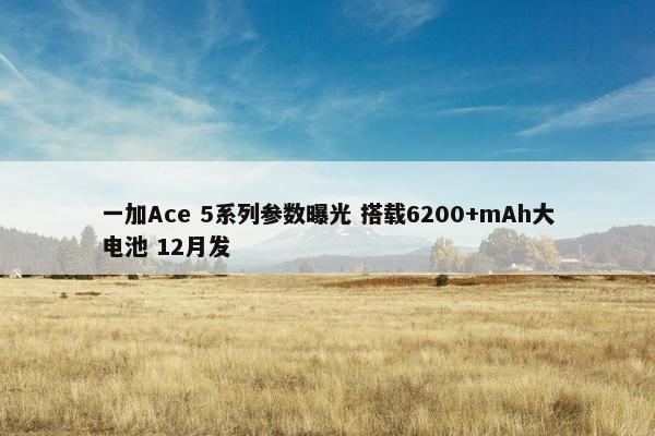 一加Ace 5系列参数曝光 搭载6200+mAh大电池 12月发