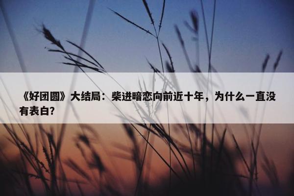 《好团圆》大结局：柴进暗恋向前近十年，为什么一直没有表白？