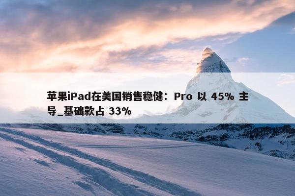 苹果iPad在美国销售稳健：Pro 以 45% 主导_基础款占 33%