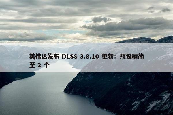 英伟达发布 DLSS 3.8.10 更新：预设精简至 2 个