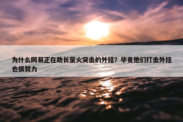 为什么网易正在助长萤火突击的外挂？毕竟他们打击外挂也很努力