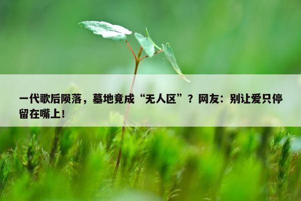 一代歌后陨落，墓地竟成“无人区”？网友：别让爱只停留在嘴上！