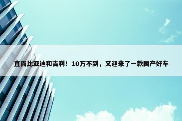 直面比亚迪和吉利！10万不到，又迎来了一款国产好车