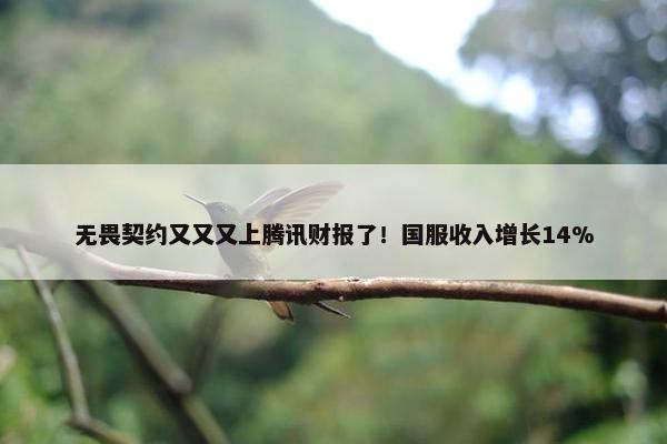 无畏契约又又又上腾讯财报了！国服收入增长14%