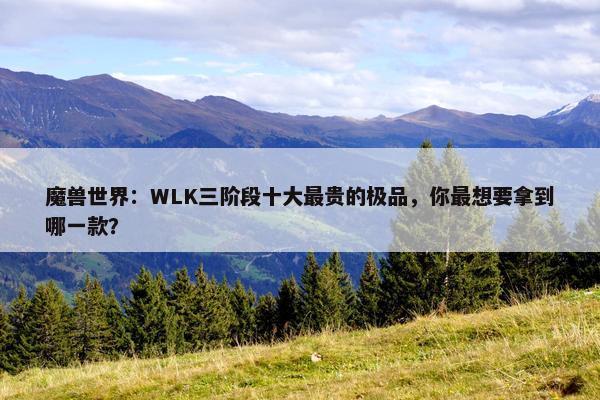 魔兽世界：WLK三阶段十大最贵的极品，你最想要拿到哪一款？