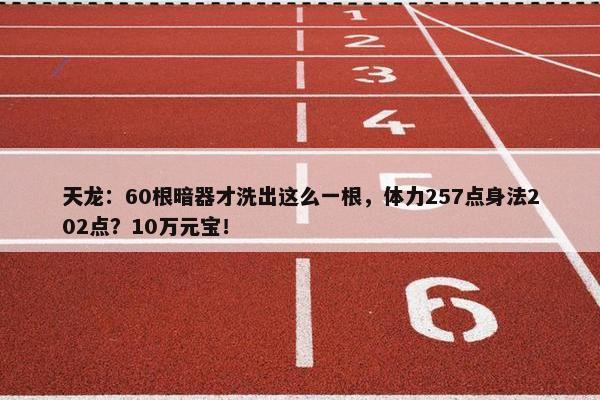 天龙：60根暗器才洗出这么一根，体力257点身法202点？10万元宝！