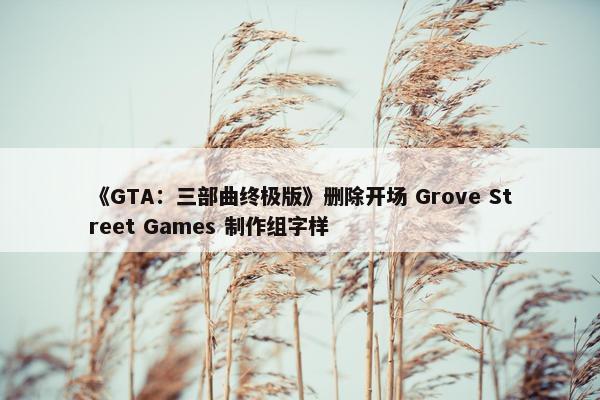 《GTA：三部曲终极版》删除开场 Grove Street Games 制作组字样