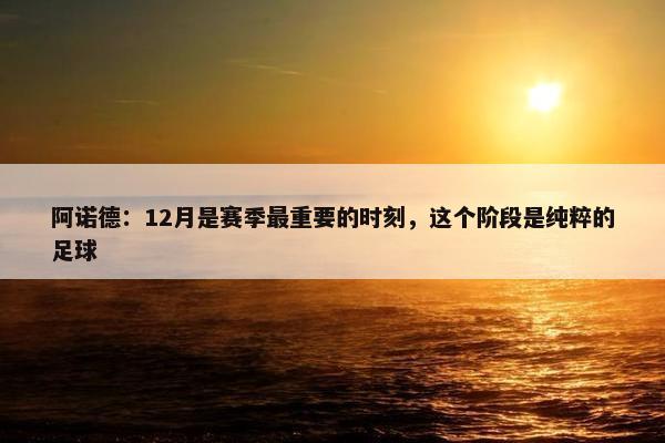 阿诺德：12月是赛季最重要的时刻，这个阶段是纯粹的足球