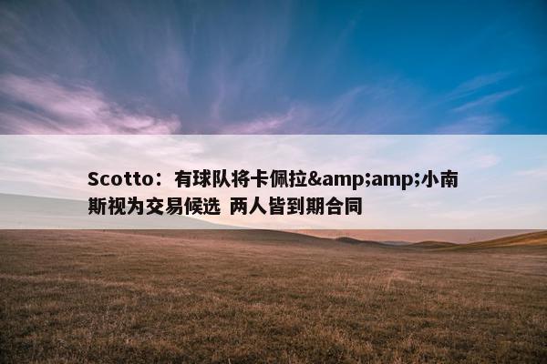 Scotto：有球队将卡佩拉&amp;小南斯视为交易候选 两人皆到期合同